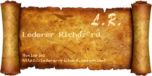 Lederer Richárd névjegykártya